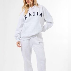 KAIIA Kaiia Plus logo oversized hoodie in light gray - part of a set